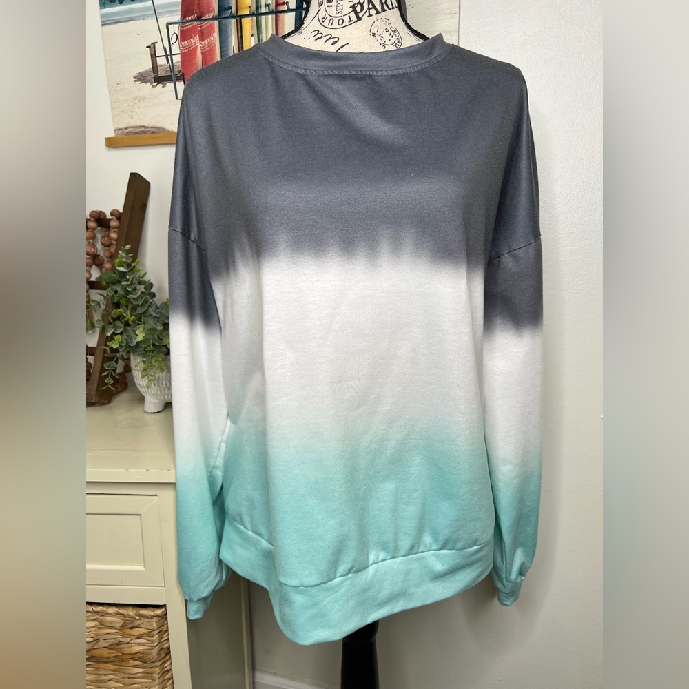 Ombré Loose Fit Crew Neck Sweatshirt